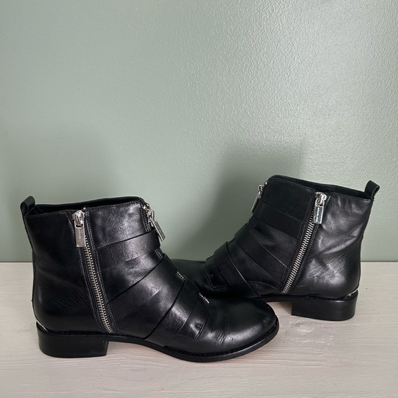 Michael Kors Leather Motto Booties with Buckles - Picture 4 of 7